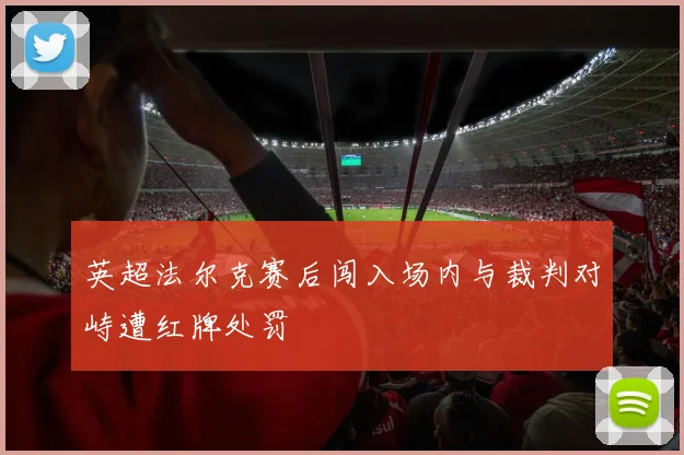 英超法尔克赛后闯入场内与裁判对峙遭红牌处罚